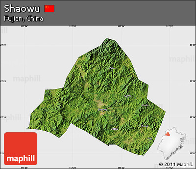 Satellite Map of Shaowu, single color outside