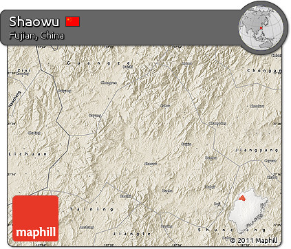 Shaded Relief Map of Shaowu