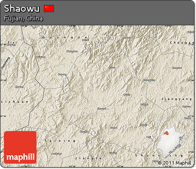 Shaded Relief Map of Shaowu