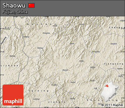 Shaded Relief Map of Shaowu