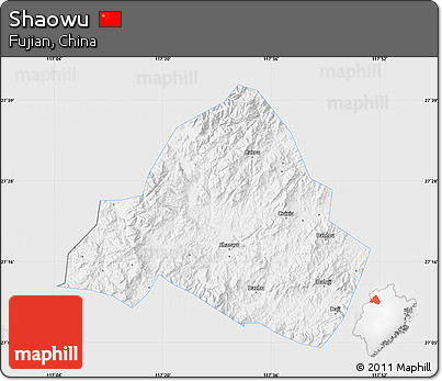 Silver Style Map of Shaowu, single color outside