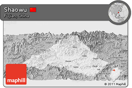 Gray Panoramic Map of Shaowu