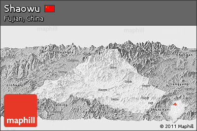 Gray Panoramic Map of Shaowu