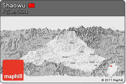 Gray Panoramic Map of Shaowu