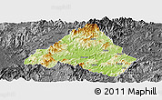 Physical Panoramic Map of Shaowu, darken, desaturated