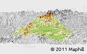 Physical Panoramic Map of Shaowu, lighten, desaturated