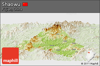 Physical Panoramic Map of Shaowu, lighten