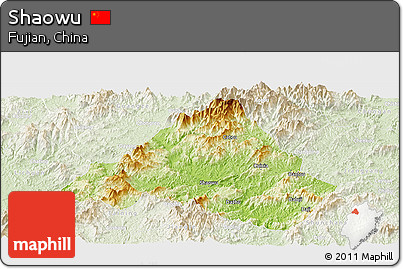 Physical Panoramic Map of Shaowu, lighten