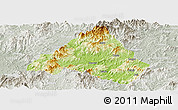 Physical Panoramic Map of Shaowu, lighten, semi-desaturated
