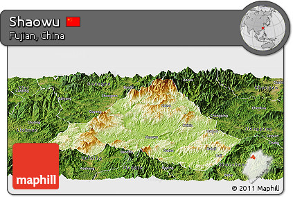 Physical Panoramic Map of Shaowu, satellite outside