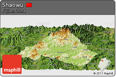 Physical Panoramic Map of Shaowu, satellite outside