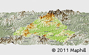 Physical Panoramic Map of Shaowu, semi-desaturated