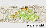 Physical Panoramic Map of Shaowu, shaded relief outside