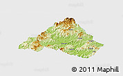 Physical Panoramic Map of Shaowu, single color outside