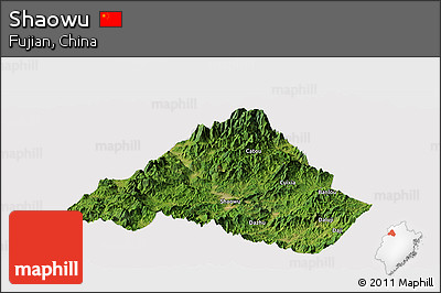 Satellite Panoramic Map of Shaowu, cropped outside
