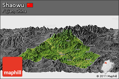 Satellite Panoramic Map of Shaowu, desaturated