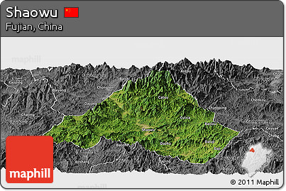 Satellite Panoramic Map of Shaowu, desaturated
