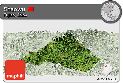 Satellite Panoramic Map of Shaowu, lighten