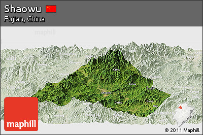 Satellite Panoramic Map of Shaowu, lighten