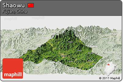 Satellite Panoramic Map of Shaowu, lighten
