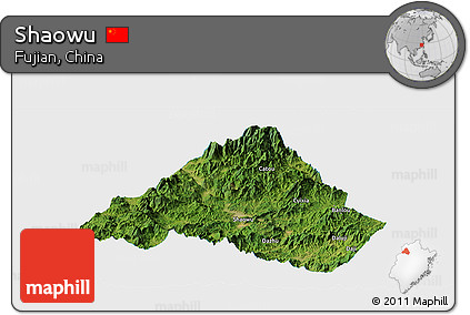Satellite Panoramic Map of Shaowu, single color outside