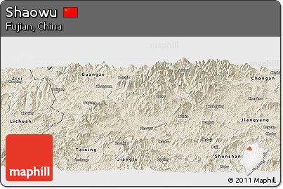 Shaded Relief Panoramic Map of Shaowu