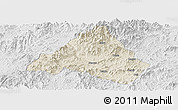 Shaded Relief Panoramic Map of Shaowu, lighten, desaturated