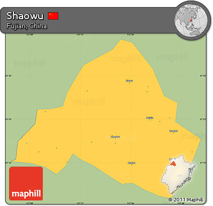 Savanna Style Simple Map of Shaowu, single color outside
