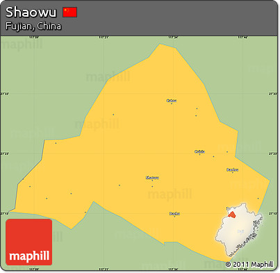 Savanna Style Simple Map of Shaowu, single color outside