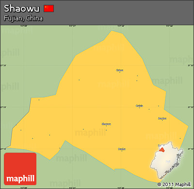 Savanna Style Simple Map of Shaowu, single color outside