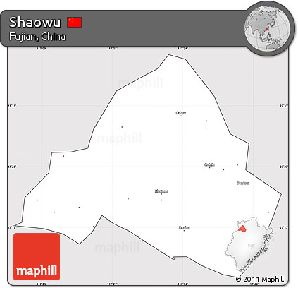Silver Style Simple Map of Shaowu, cropped outside