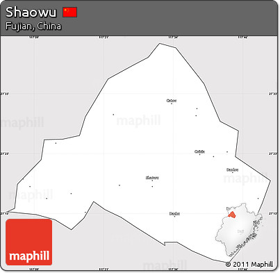 Silver Style Simple Map of Shaowu, cropped outside