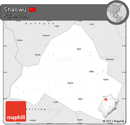 Silver Style Simple Map of Shaowu
