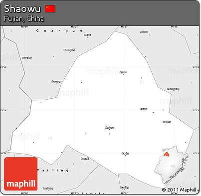 Silver Style Simple Map of Shaowu