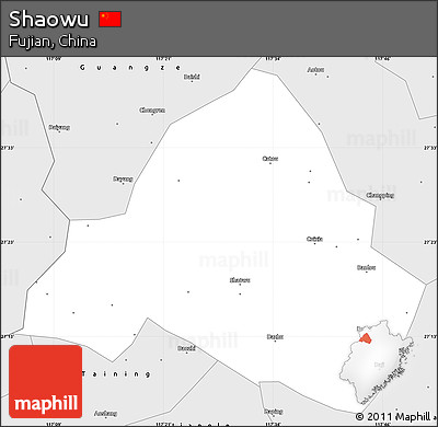 Silver Style Simple Map of Shaowu