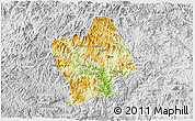Physical 3D Map of Shouning, lighten, desaturated
