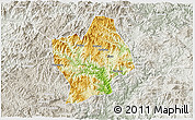 Physical 3D Map of Shouning, lighten, semi-desaturated