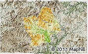 Physical 3D Map of Shouning, semi-desaturated