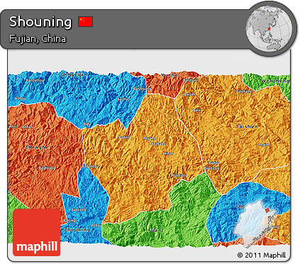 Political 3D Map of Shouning