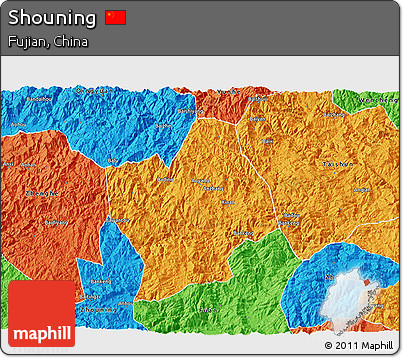 Political 3D Map of Shouning
