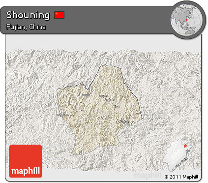 Shaded Relief 3D Map of Shouning, lighten