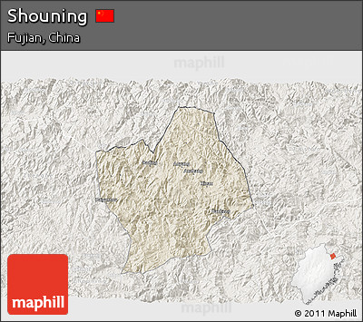 Shaded Relief 3D Map of Shouning, lighten