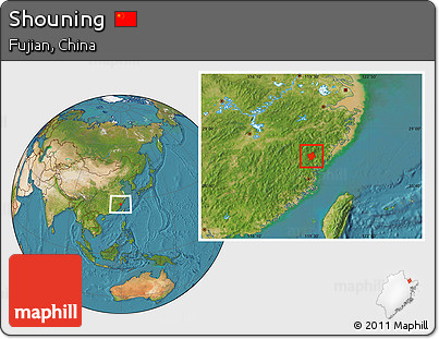 Satellite Location Map of Shouning
