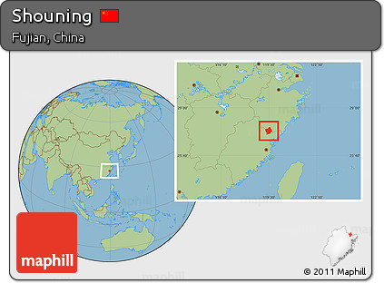 Savanna Style Location Map of Shouning
