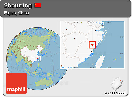 Savanna Style Location Map of Shouning, highlighted country