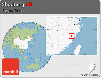 Savanna Style Location Map of Shouning, highlighted country