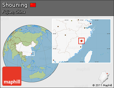 Savanna Style Location Map of Shouning, highlighted country