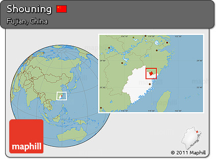 Savanna Style Location Map of Shouning, highlighted parent region