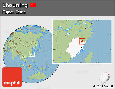 Savanna Style Location Map of Shouning, highlighted parent region