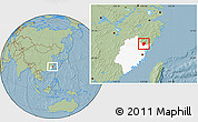 Savanna Style Location Map of Shouning, highlighted parent region, hill shading